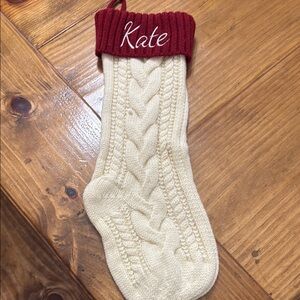KATE Red and Cream Cable Knit Stocking